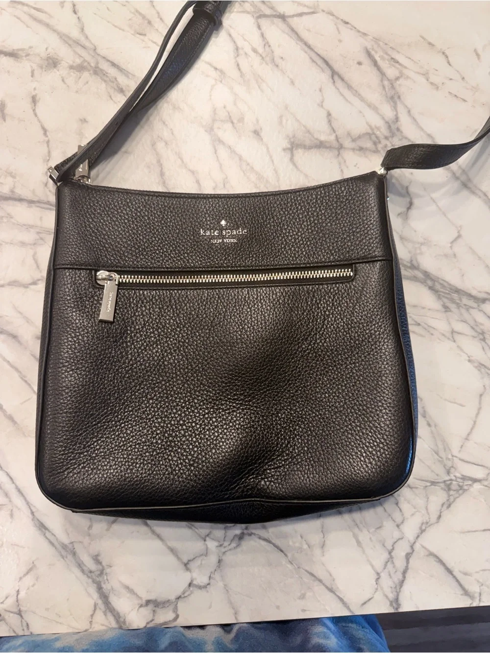 kate spade Black Pebbled Leather Messenger Crossbody